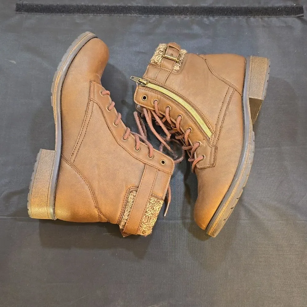 WONDER NATION GIRLS LACE-UP SIDE ZIPPER CLOSURE BOOT